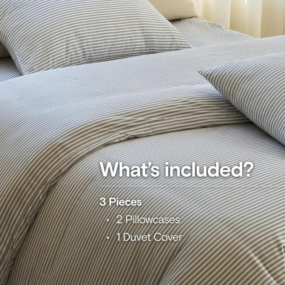 NWT DOZ Duvet Sheet Set 100% Viscose 2 Pillowcases 1 Fitted Sheet Stripe King